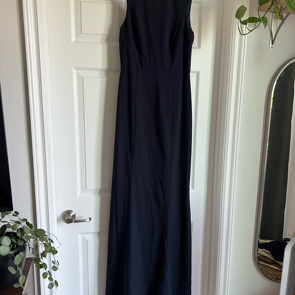 Amsale Navy Sleeveless Bridesmaid Maxi Gown